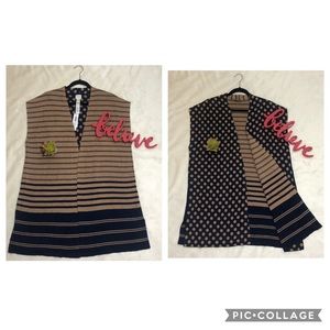 Chico’s reversible polka dot/striped cardigan